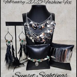 Chic Silver and Black Jewelry Set